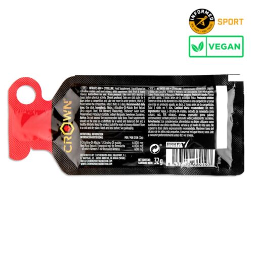 Crown Sports Nutrition - Gel Shot, Nitrato 600, Frutos Rojos, 32g