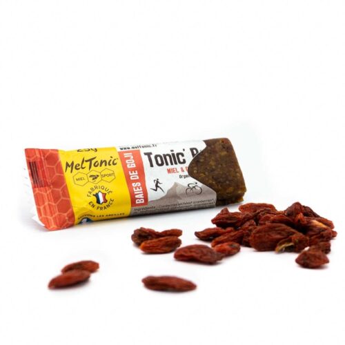 MelTonic Goji Berries Energy Bar combina ingredientes orgánicos y un sabor naturalmente afrutado para proporcionar energía sostenida y una nutrición completa